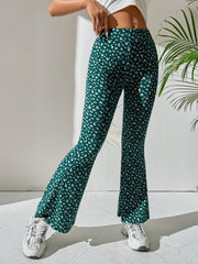 Floral Print Flare Leg Pants High Waist Casual Pants Spring/Fall