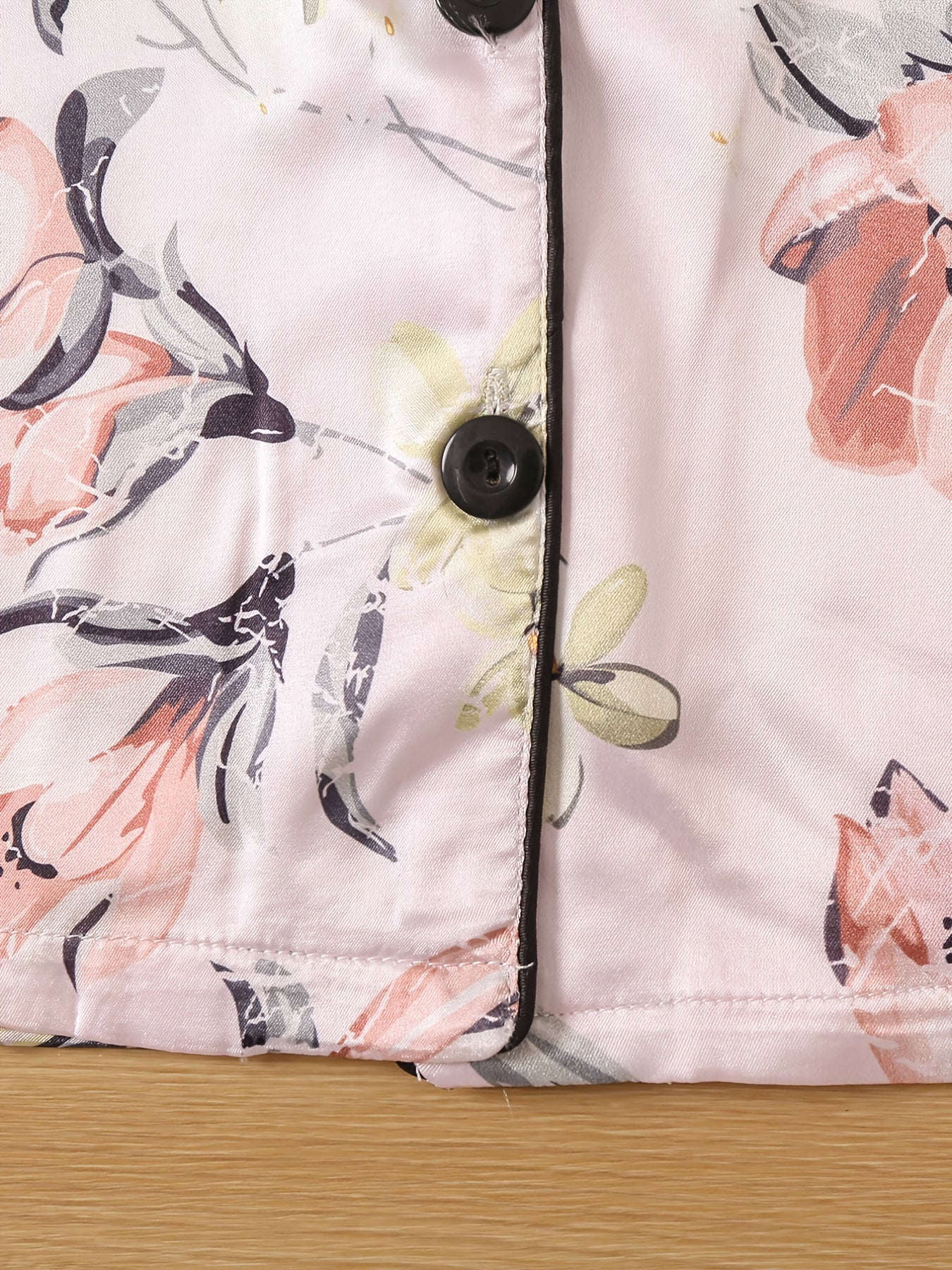 Kids Flower Pattern Satin Lounge Wear Top & Pants Set
