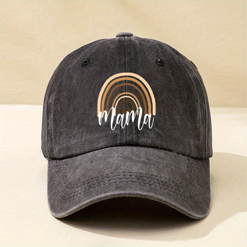 Rainbow Leopard MAMA Baseball Cap Washed Distressed Dad Hat Adjustable Sun Hat