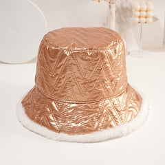 Solid Bucket Hat Autumn Winter Fleece Thickened Warm Fisherman Hat