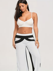 Colorblock Patchwork Wide Leg Pants Spring & Fall Women's Clothing