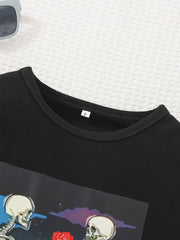 Halloween Skull Print Baby Boys Sports Sweatshirt