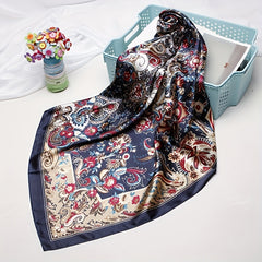 Boho Paisley Print Square Scarf Vintage Satin Bandana Neckerchief