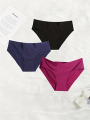 6pcs Seamless Solid Briefs Stretchy Panties Women's Lingerie