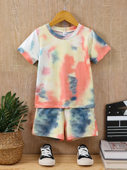 Toddler Boys Tie Dye T Shirts & Shorts Set Kids Summer Clothes