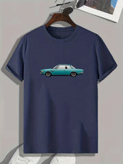 Vintage Car Pattern Print Men's Comfy Sports T shirt Graphic Tee