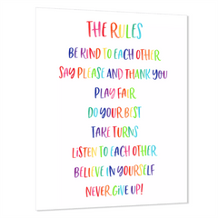 Rainbow Classroom Rules Poster - Playroom Decor
