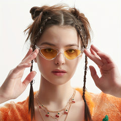 Y2K Cat Eye Sunglasses Clear Frame UV400 Sun Shades Glasses