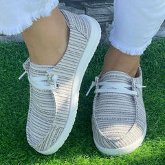 Striped Pattern Flat Shoes Women's Lightweight Comfortable Walking Shoes