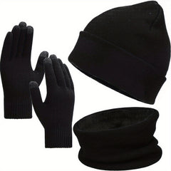Unisex Beanie Hat Scarf Touchscreen Gloves Set