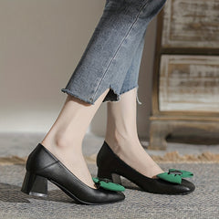 Women's Comfortable Slip On Chunky Heel Closed Toe Shoes