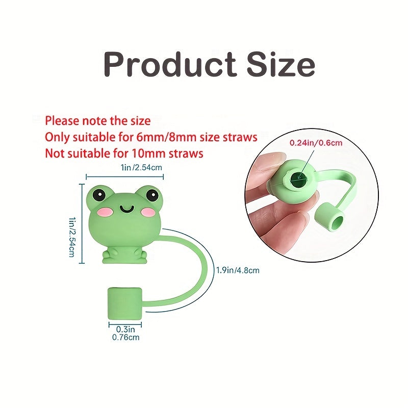 8pcs Silicone Straw Tips Cover Reusable Dust Seal Straw Cover - Cartoon Design