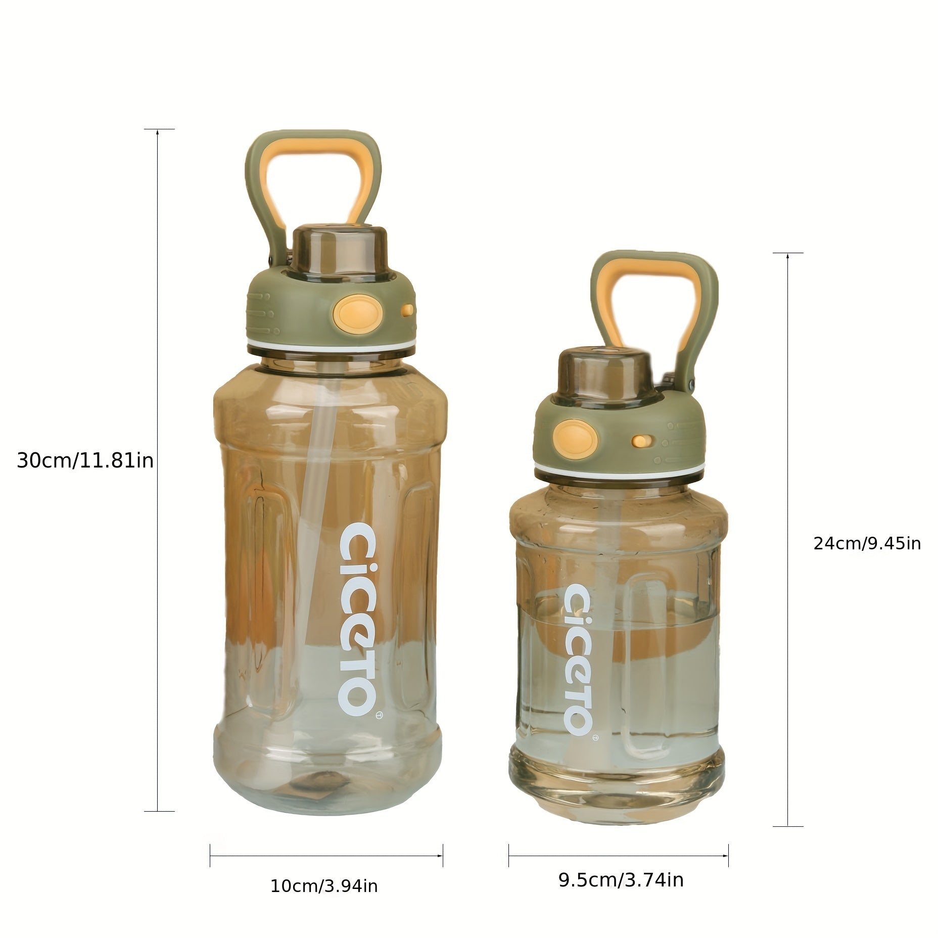 800ml 1300ml Leakproof Straw Water Bottle Portable Water Cup Handle