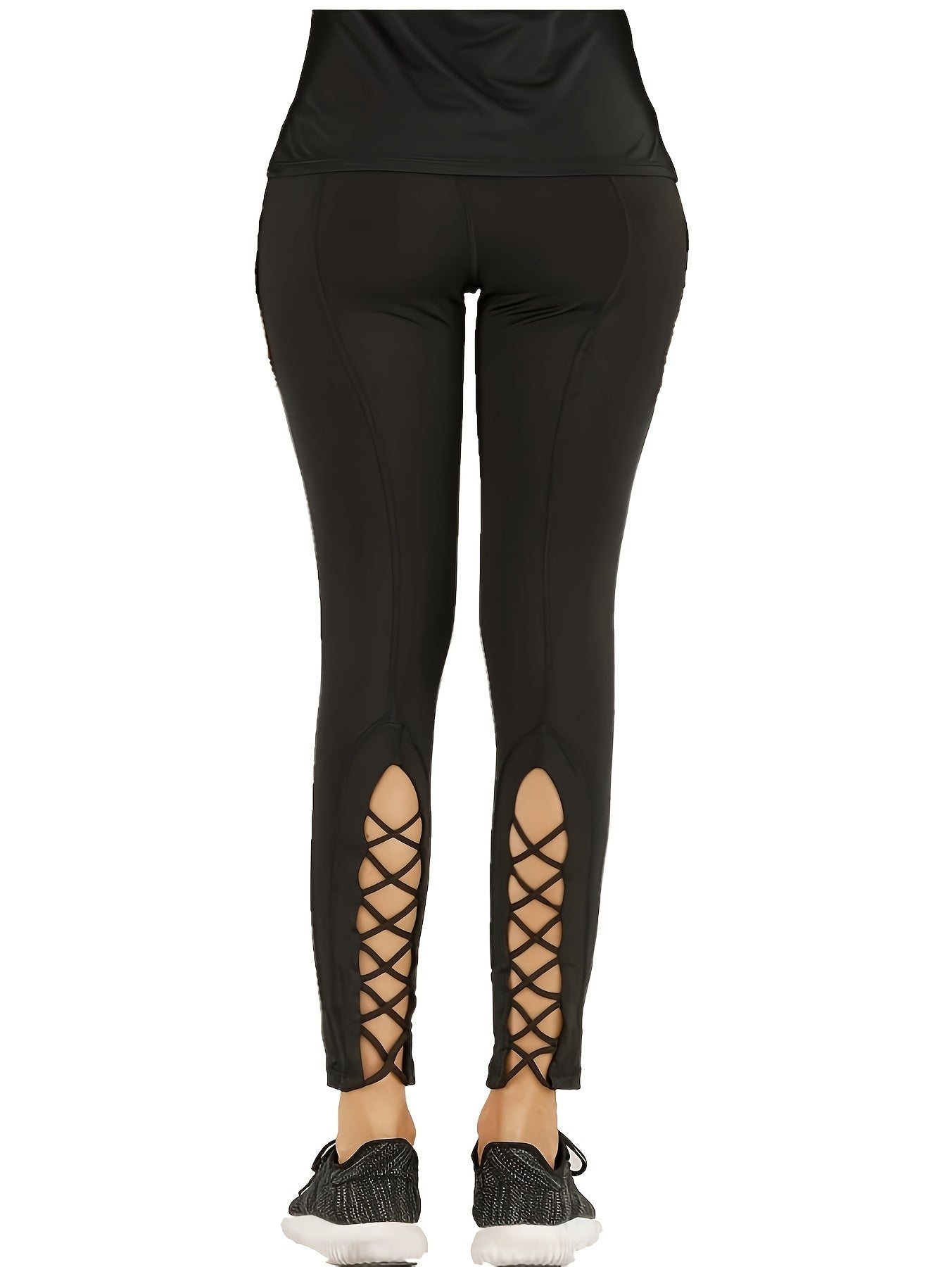 Cross Strap Yoga Leggings with Cutouts for Women