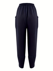 Patched Pockets Solid Pants Casual Pants For Spring & Summer