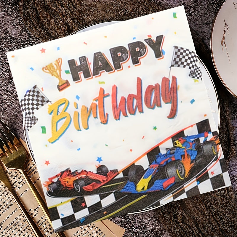 20pcs Racing Car Birthday Party Napkins - Racing Car Themed Paper Dinnerware