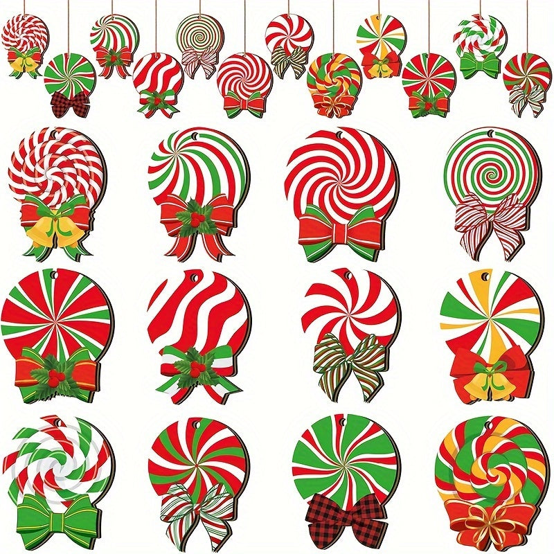 36pcs Christmas Hot Cocoa Wooden Ornaments Hanging Decorations