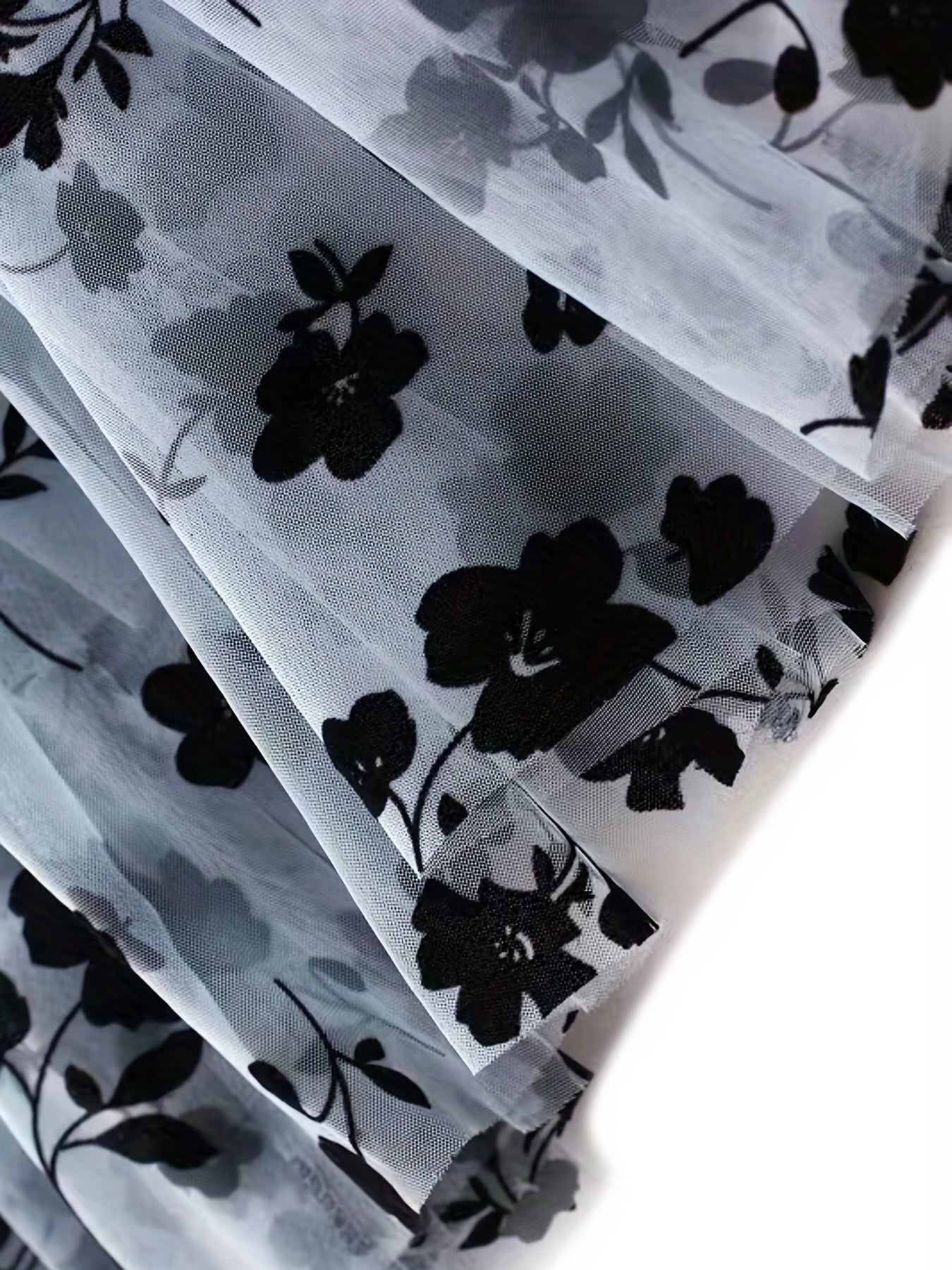 Plant Print Mesh Maxi Skirt High Waist Women's Clothing