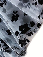 Plant Print Mesh Maxi Skirt High Waist Women's Clothing