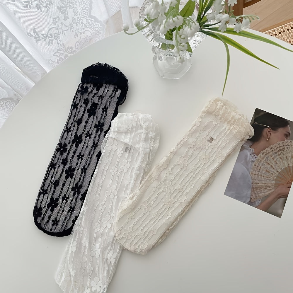 Floral Lace Mesh Socks Sweet & Lolita Sheer Stockings