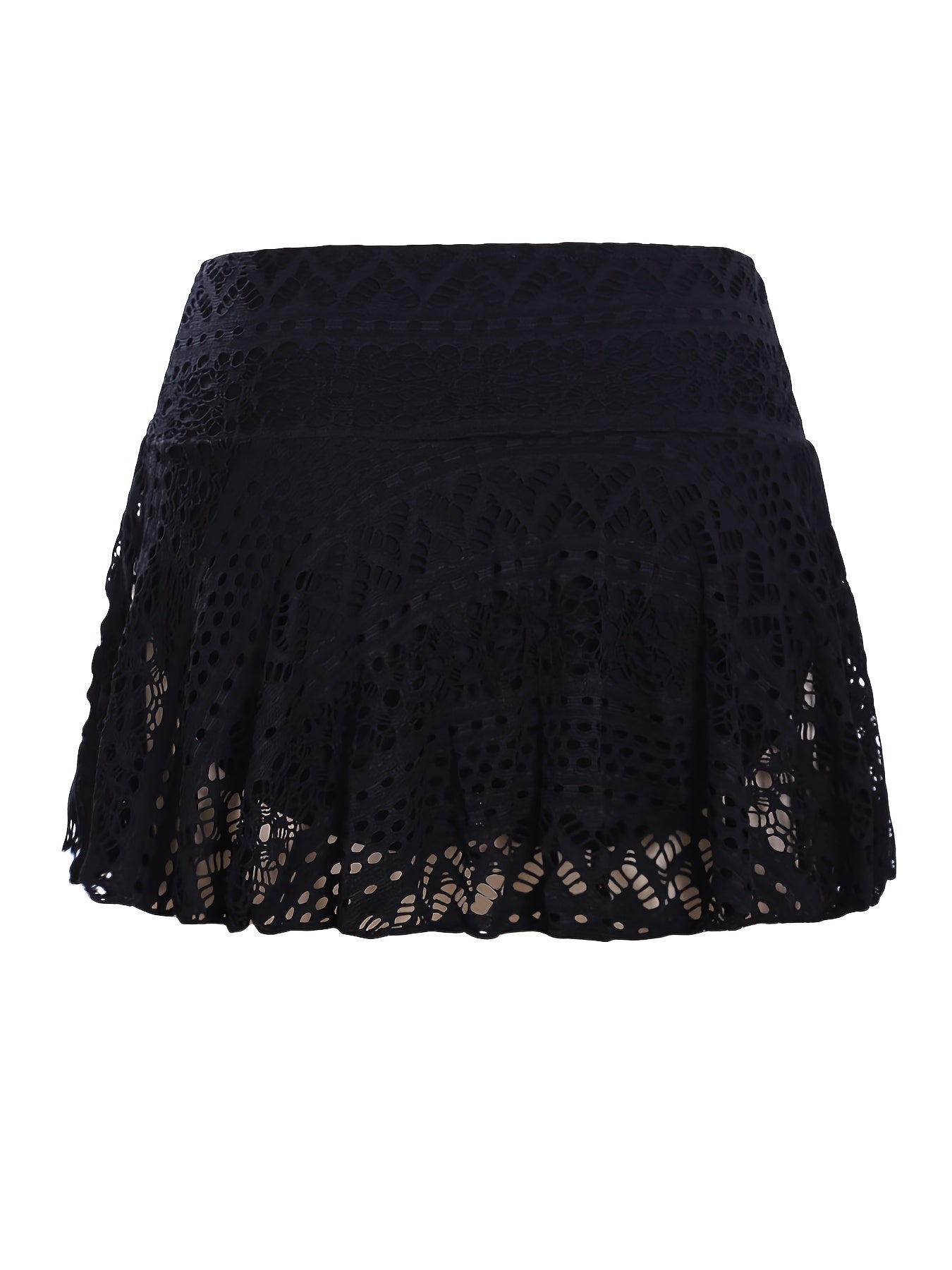 Crochet Lace Swim Bottoms Skirted Eyelet Skort Bikini Swimsuit