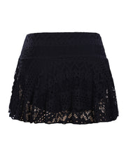 Crochet Lace Swim Bottoms Skirted Eyelet Skort Bikini Swimsuit