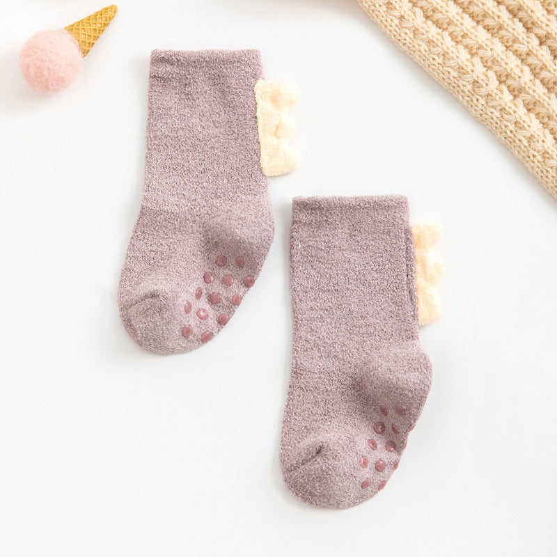 Baby Floor Socks Warm Non-slip Dinosaur Toddler Socks for Boys and Girls