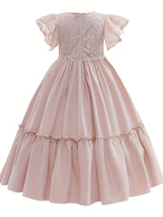 Girls' Lace Maxi Gown Dress for Wedding Performance