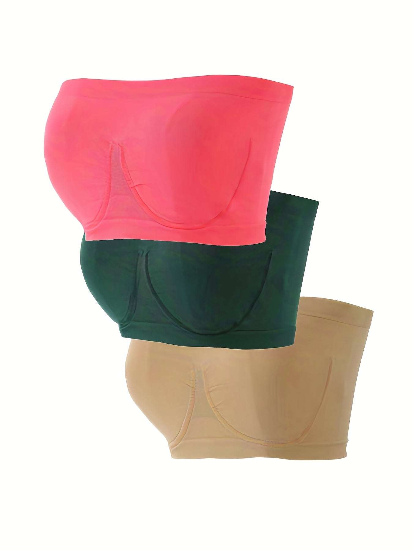 3 Pack Plus Size Ruched Tube Bra Set