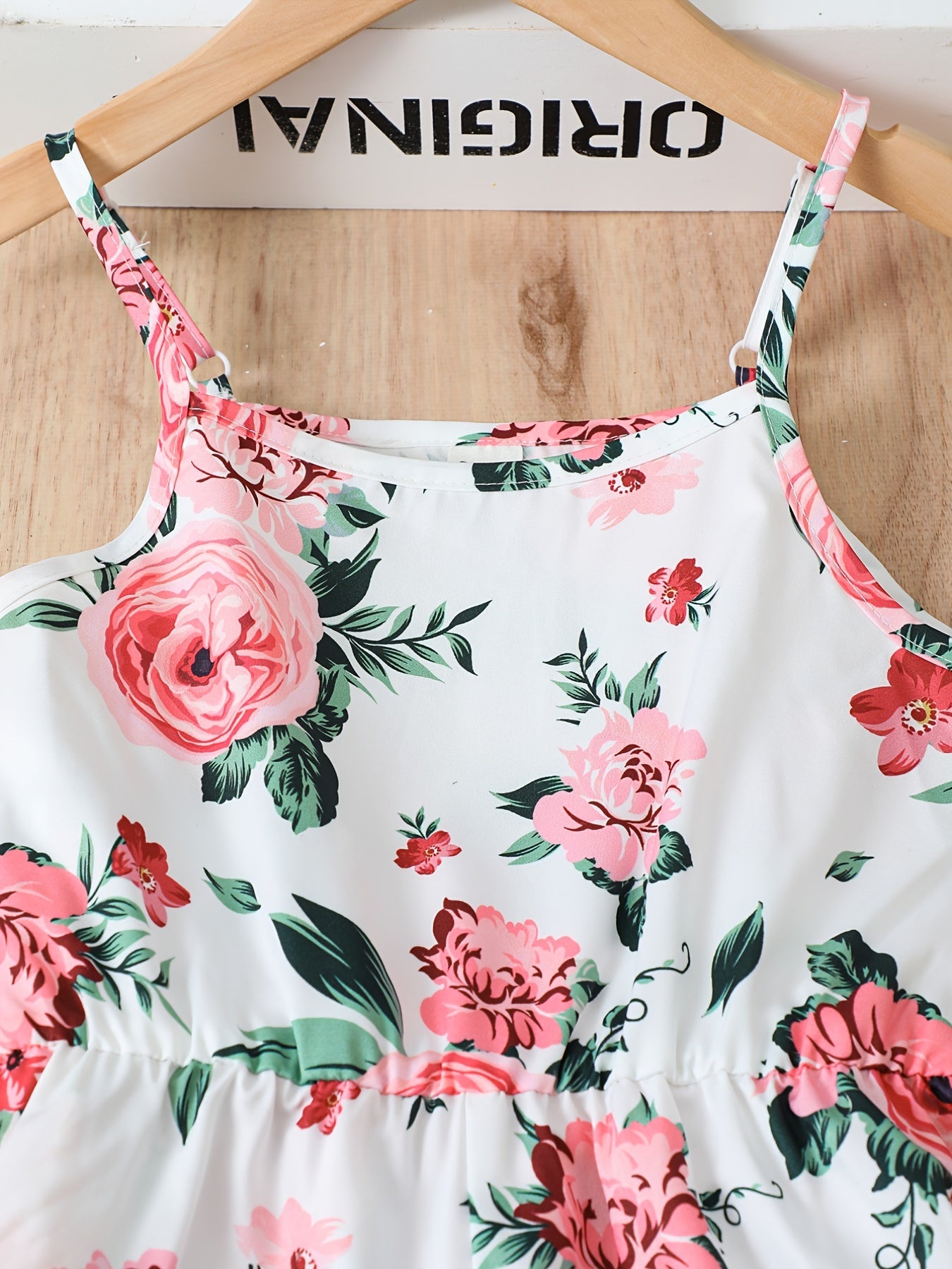 Girls Flower Pattern Jumpsuit Sleeveless Romper Ruffle Bottom Kids Clothes