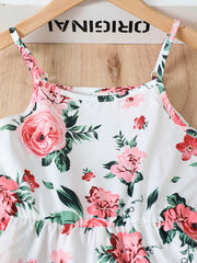 Girls Flower Pattern Jumpsuit Sleeveless Romper Ruffle Bottom Kids Clothes
