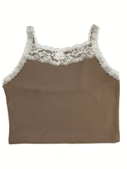 Lace Trim Cami Top with Bow Tie