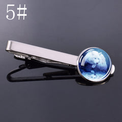 1pc Wolf Head Tie Clip Silver Metal Necktie Clip Suit Accessories Gift