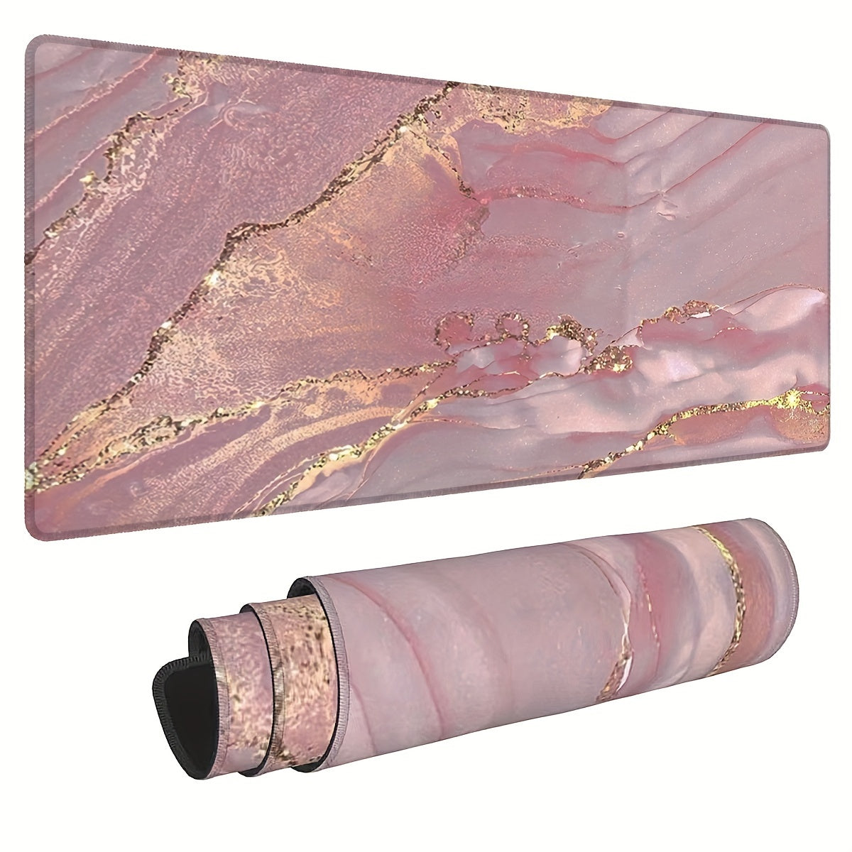 Large Pink Desk Mat Rose Marble Computer Laptop Protector Writing Pad