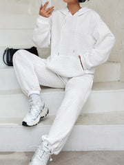 Casual Hoodie & Pants Set w/ Kangaroo Pocket, Drawstring - Women