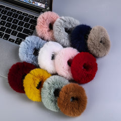 6Pcs Fuzzy Furry Fur Hair Elastics Tie Scrunchies Hair Accessories