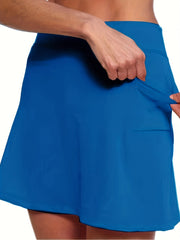 Slim Solid Skort Workout Casual Skort For Spring & Summer Women's Clothing