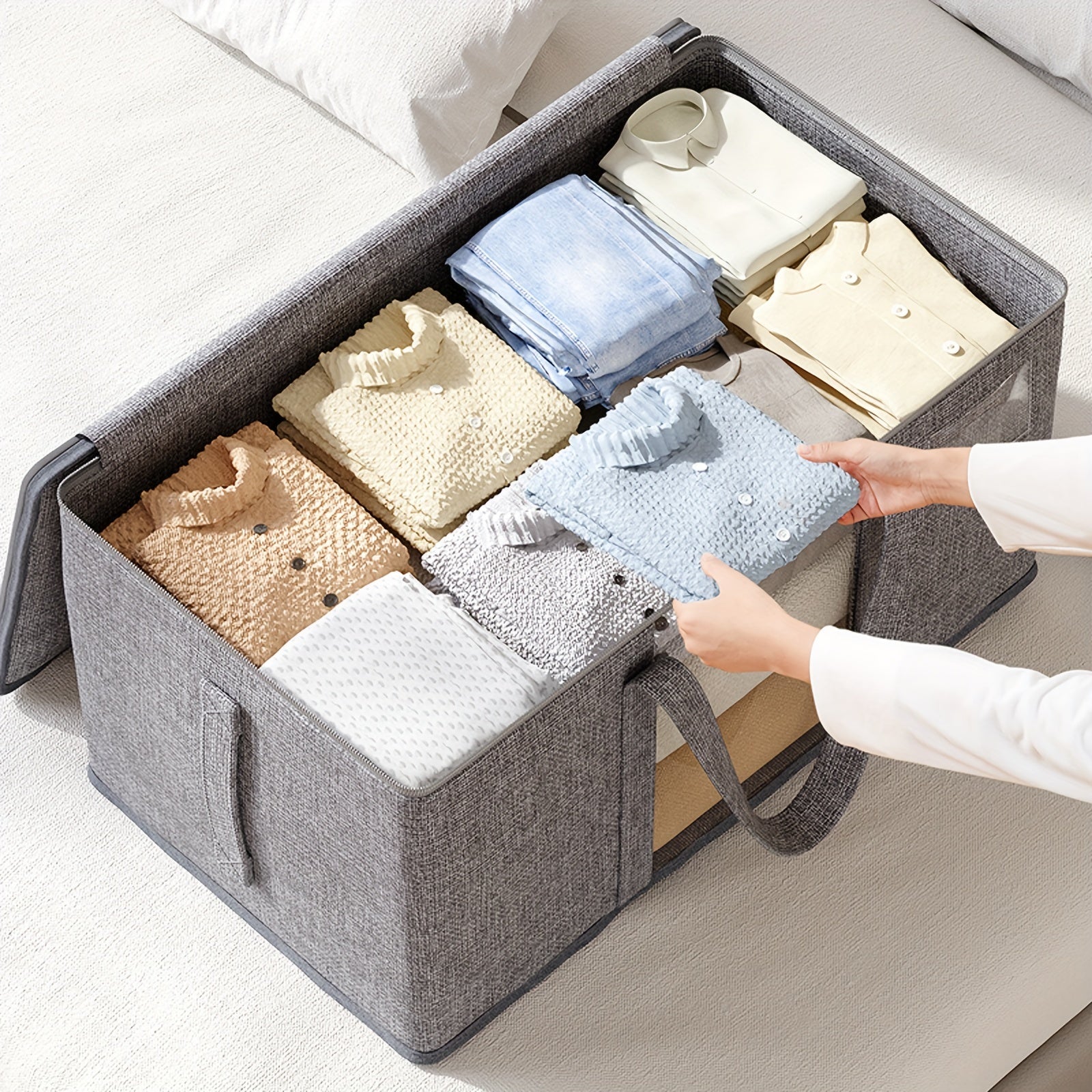Large Capacity Storage Bag Lightweight Clothes Storage Bag With Window & Handles