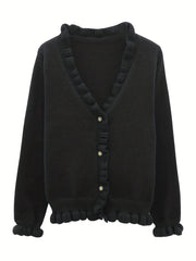 Women's V-Neck Long Sleeve Short Cardigan