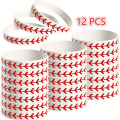 12 Pcs Softball Silicone Bracelet Sporty Rubber Bangle For Fans
