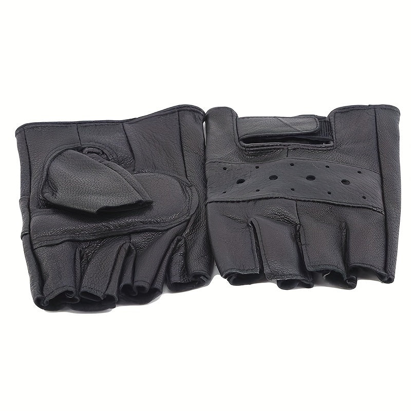 Men's Leather Half Finger Gloves for Sports Motorcycle