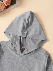 2pcs Girls Plain Hoodie & Cami Dress Set