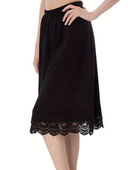 Solid Skirt Lace Stitching Scallop Trim Petticoat