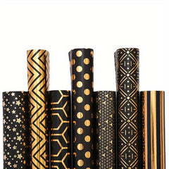 2pcs Golden Gift Wrapping Paper Geometric Pattern Hot Stamping Bright Surface