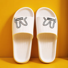 Women's Rabbit & Letter Flat Slippers Soft Non slip Open Toe Bathroom Slides
