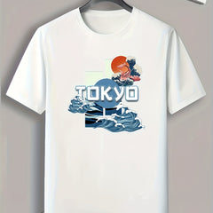 Tokyo Pattern Print Men's Comfy Sports T-shirt