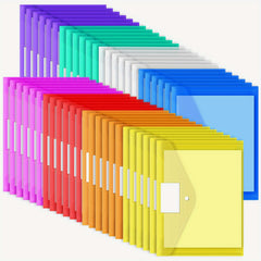 48pcs 10 Colors Plastic Envelopes Poly Envelopes File Folders