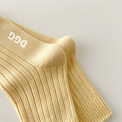 5 Pairs Letter Pattern Ribbed Socks Women's Mid Tube Stockings