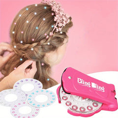 Girls' DIY Makeup Hair Stickers Pink & Multicolor Sparkling Rhjson Pin Set
