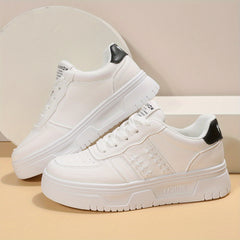 Women's Wheat Pattern Flat Shoes Lace Up Platform Sneakers